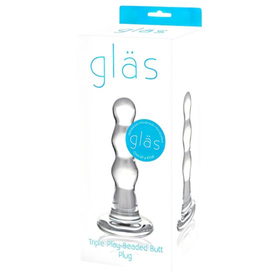 Wavy Glass Anal Dildo (Transparent)