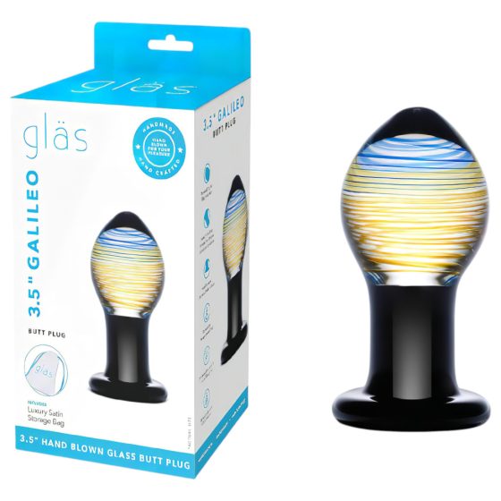 GLAS Galileo - Glass Anal Dildo (Black-Gold)