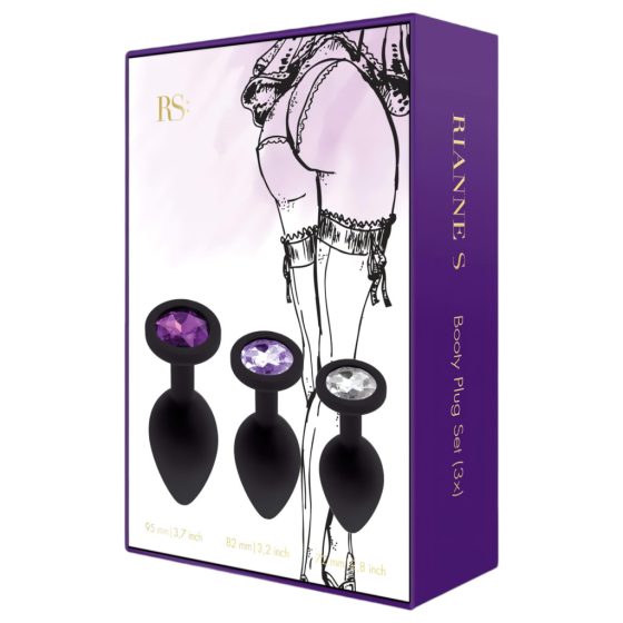 Rianne - 3-Piece Silicone Anal Set (Black)