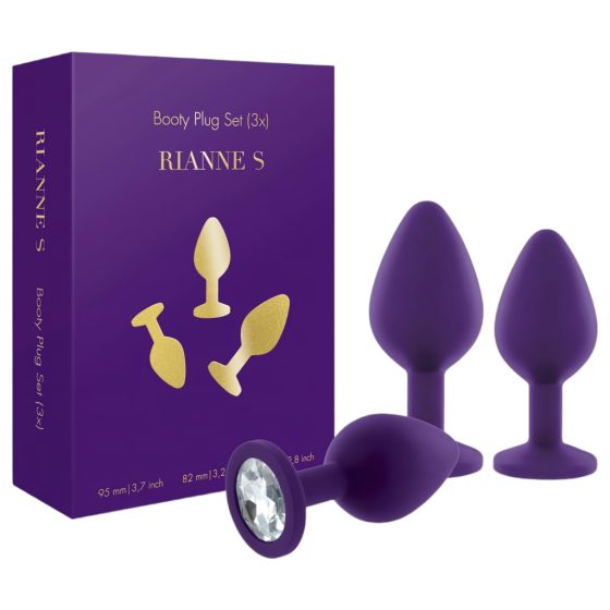 Rianne - 3-Piece Silicone Anal Set (Purple)