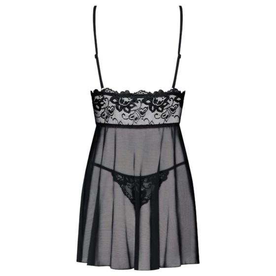 Obsessive Idillia - Light, Lace Nightwear with Thong (Black)