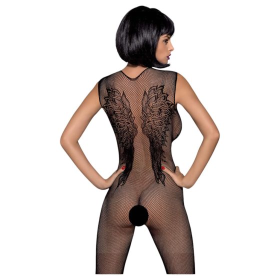 Obsessive N112 - Sleeveless, Angel Wing Mesh Bodysuit - Black (S-L)