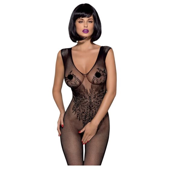 Obsessive N112 - Sleeveless, Angel Wing Mesh Bodysuit - Black (S-L)