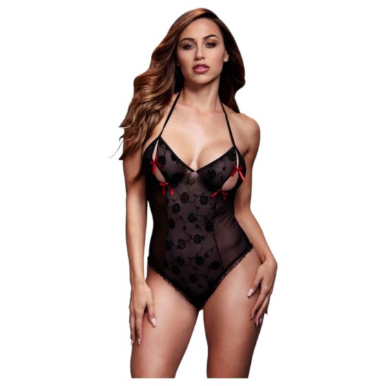 Baci - Transparent Bodysuit with Neck Strap - Black (S-L)