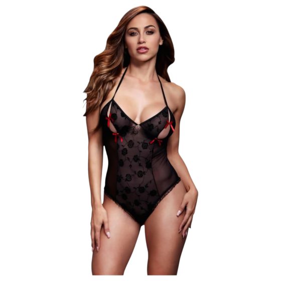 Baci - Transparent Bodysuit with Neck Strap - Black (S-L)