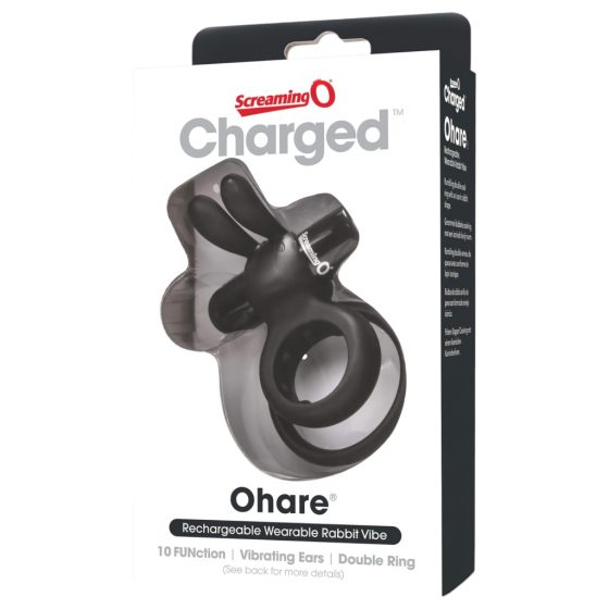 Screaming O Ohare - Rechargeable, Bunny, Vibrating Cock Ring (Black)