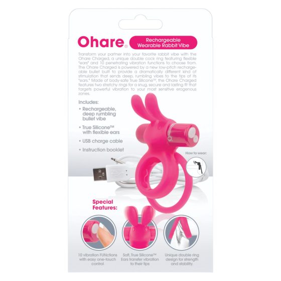 Screaming O Ohare - Rechargeable Rabbit Vibrating Cock Ring (Pink)