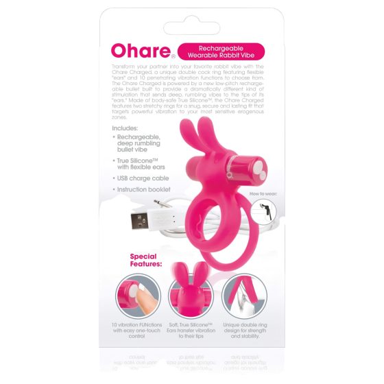 Screaming O Ohare - Rechargeable Rabbit Vibrating Cock Ring (Pink)