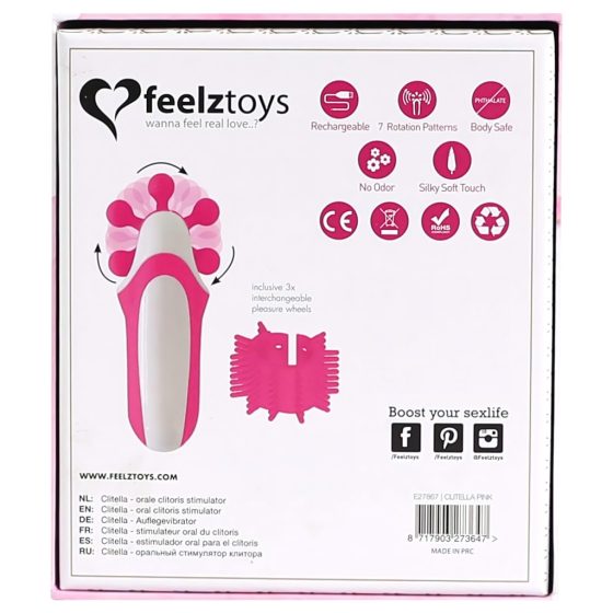 FEELZTOYS Clitella - Rechargeable, Rotating, Oral Vibrator (Pink)