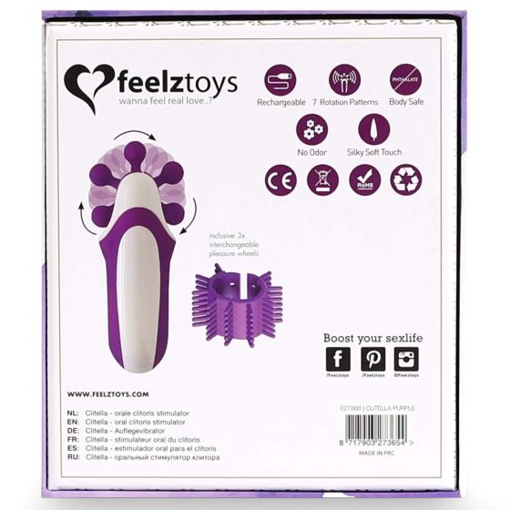 FEELZTOYS Clitella - Rechargeable, Rotating, Oral Vibrator (Purple)