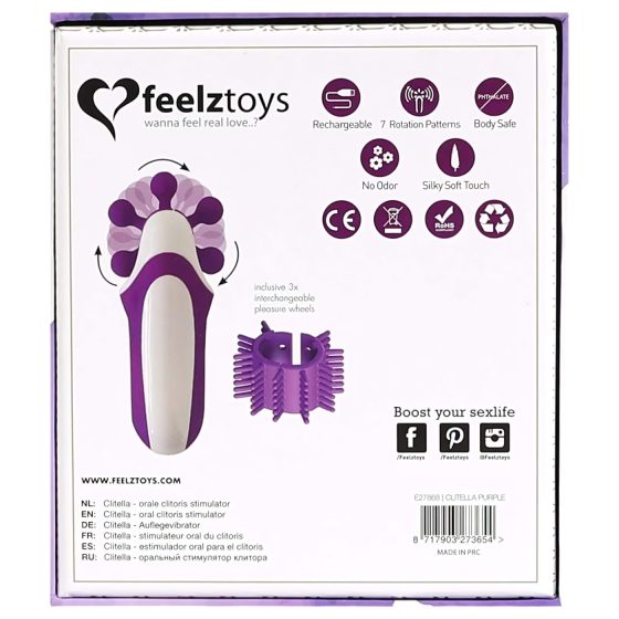 FEELZTOYS Clitella - Rechargeable, Rotating, Oral Vibrator (Purple)