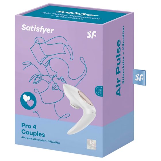 Satisfyer Pro 4 Couples - Rechargeable Air Pulse Couples Vibrator (White)