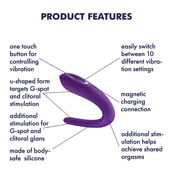 Satisfyer Double Classic - Waterproof Rechargeable Couple's Vibrator (Purple)