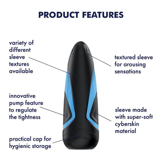 Satisfyer Men One Masturbator and Lusty Tongues Sleeve (blue-black)