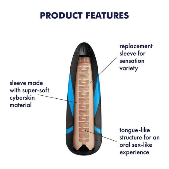 Satisfyer Men One Masturbator and Lusty Tongues Sleeve (blue-black)