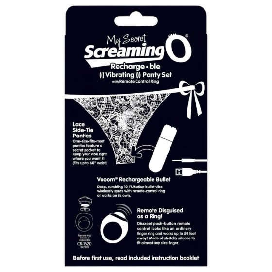 Screaming O MySecret - Rechargeable, Wireless Vibrating Thong - Black (S-L)