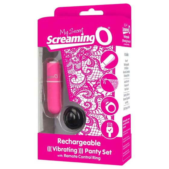 Screaming O Vibrating Panty with Rechargeable Remote (Pink) S-L