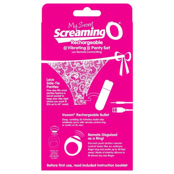 Screaming O Vibrating Panty with Rechargeable Remote (Pink) S-L