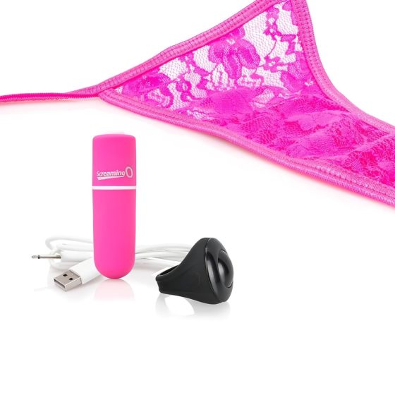 Screaming O Vibrating Panty with Rechargeable Remote (Pink) S-L