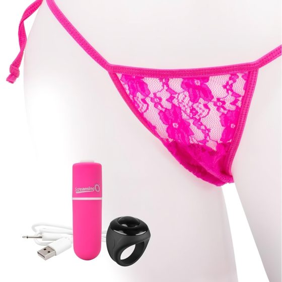 Screaming O Vibrating Panty with Rechargeable Remote (Pink) S-L