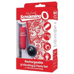   Screaming O Vibrating Panty Set - Rechargeable, Wireless - Red (S-L)