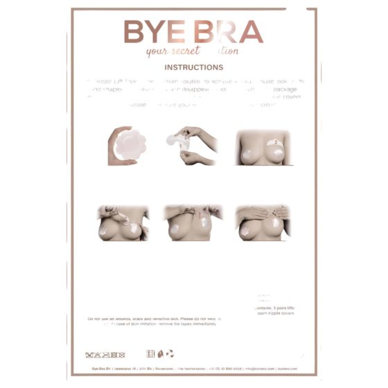 Bye Bra A-C Invisible Breast Lift Tape - Pink (3 Pairs)