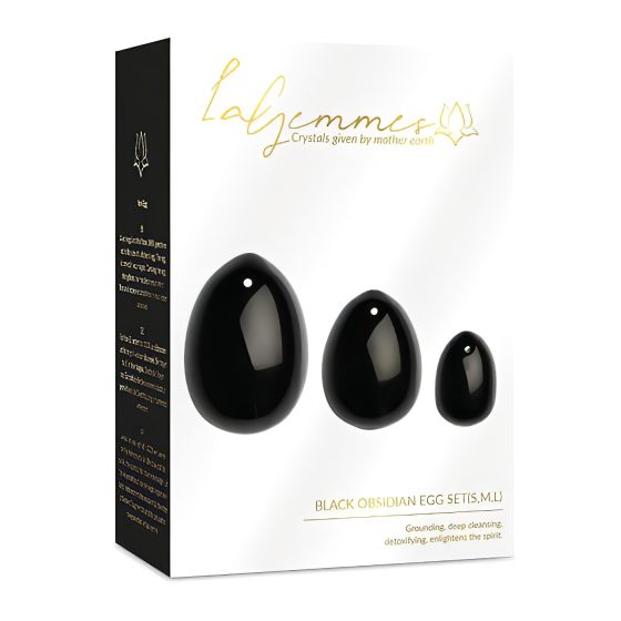 La Gemmes Yoni - Black Obsidian Egg Set (3pcs)