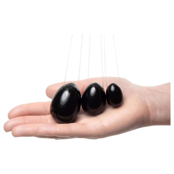 La Gemmes Yoni - Black Obsidian Egg Set (3pcs)