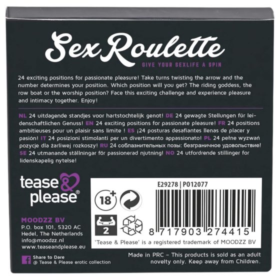 Kama Sutra Sex Roulette - Board Game (10 Languages)