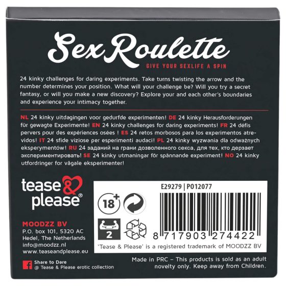 Kinky Sex Roulette - Adult Board Game (10 Languages)