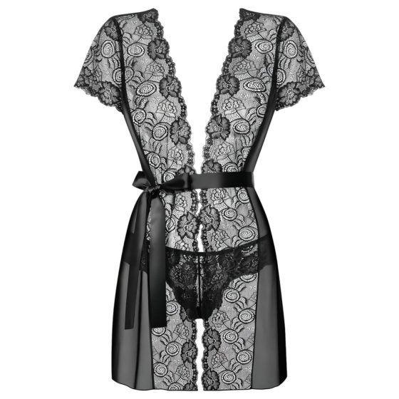 Obsessive Alluria - Lace Robe with Thong (Black)