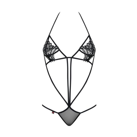 Obsessive Luiza - Strappy Tulip Bodysuit - Black (S/M)