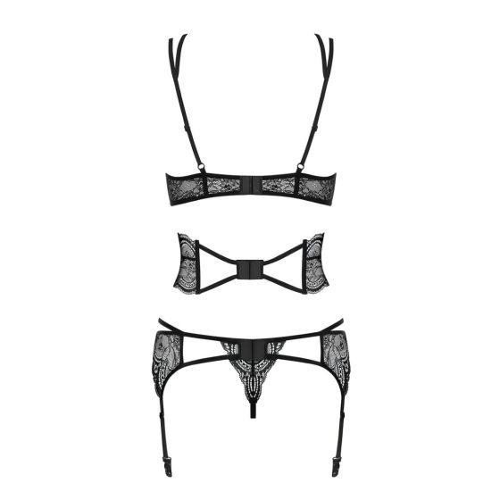 Obsessive Frivolla - Spicy Lace Lingerie Set - 4 Pieces (Black)