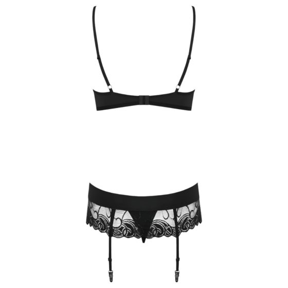 Obsessive Wonderia - Embroidered Lace Lingerie Set (Black)