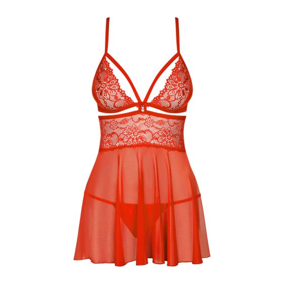 Obsessive 838-BAB-3 - Spicy Lace Babydoll with Thong (Red)