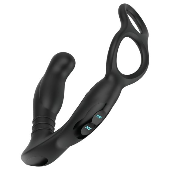 Nexus Simul8 - Rechargeable Vibrating Cock Ring with Anal Dildo (Black)