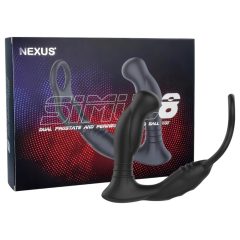   Nexus Simul8 - Rechargeable Vibrating Cock Ring with Anal Dildo (Black)