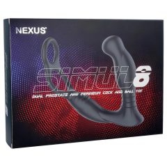   Nexus Simul8 - Rechargeable Vibrating Cock Ring with Anal Dildo (Black)