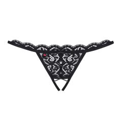 Obsessive 831-THC-1 - Small Bow Open Lace Thong (Black)