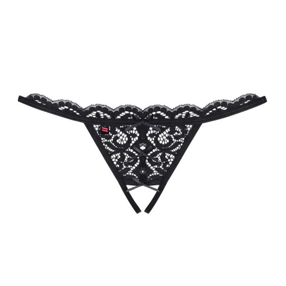 Obsessive 831-THC-1 - Small Bow Open Lace Thong (Black)