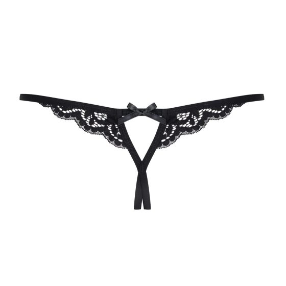 Obsessive 831-THC-1 - Small Bow Open Lace Thong (Black)