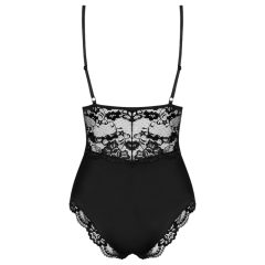 Obsessive 810-TED-1 - Lace-Trimmed, Stretch Bodysuit (Black)