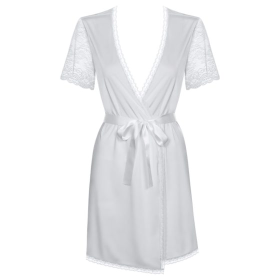 Obsessive Miamor Robe - Lace Sleeve Robe with Thong (White)