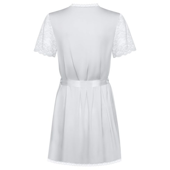 Obsessive Miamor Robe - Lace Sleeve Robe with Thong (White)