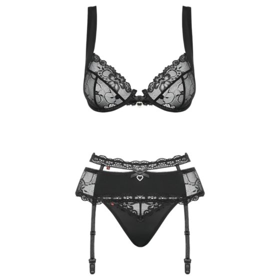 Obsessive Heartina - Lingerie Set (Black)