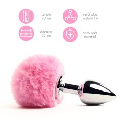   FEELZTOYS Bunny Tails - Metal Anal Dildo with Bunny Tail (Silver-Pink)