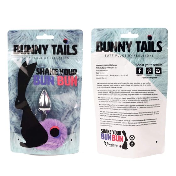 FEELZTOYS Bunny Tail - Metal Anal Dildo with Bunny Tail (Silver-Purple)