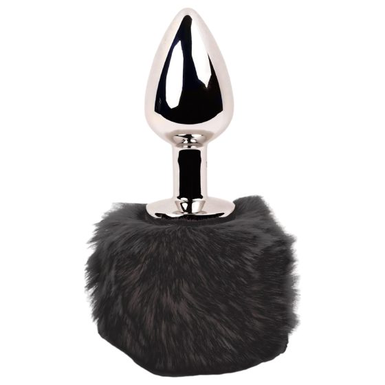 / FEELZTOYS Bunny Tails - metal anal plug with bunny tail (silver-black)