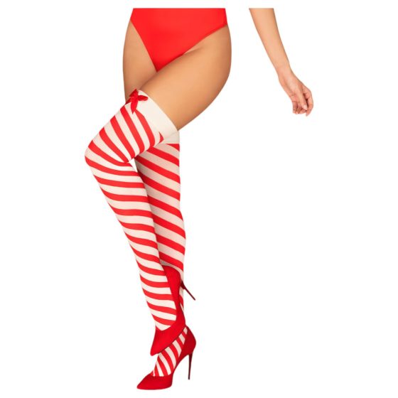 Obsessive Kissmass - Striped Thigh Highs (Red-White)