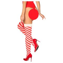 Obsessive Kissmass - Striped Thigh Highs (Red-White)